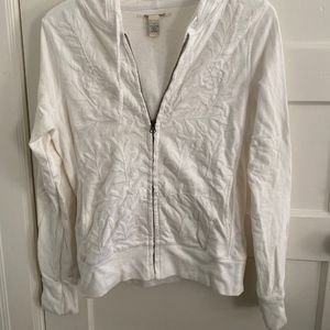 Lucky Brand White Embroidered Hoodie